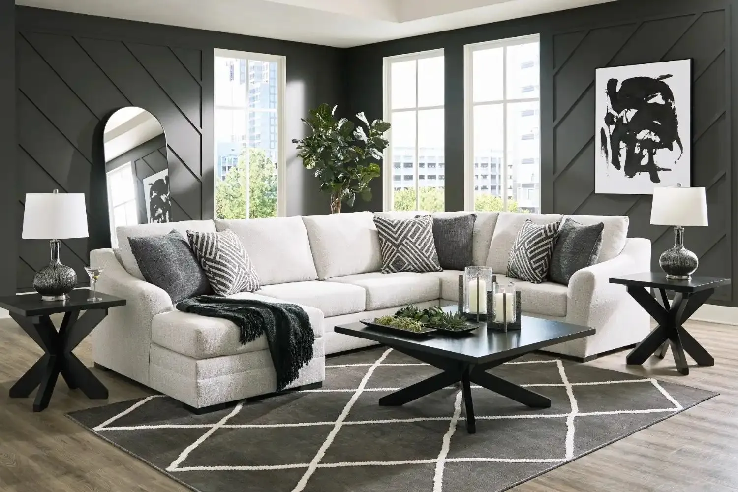 Modern 3-piece sectional sofa at PJs Furniture and Mattress in Centerton, AR, offering deep seating and a stylish look for any living room.