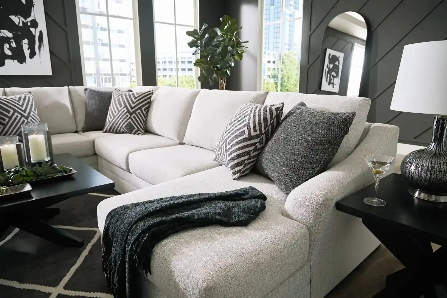 Modern 3-piece sectional sofa at PJs Furniture and Mattress in Centerton, AR, offering deep seating and a stylish look for any living room.