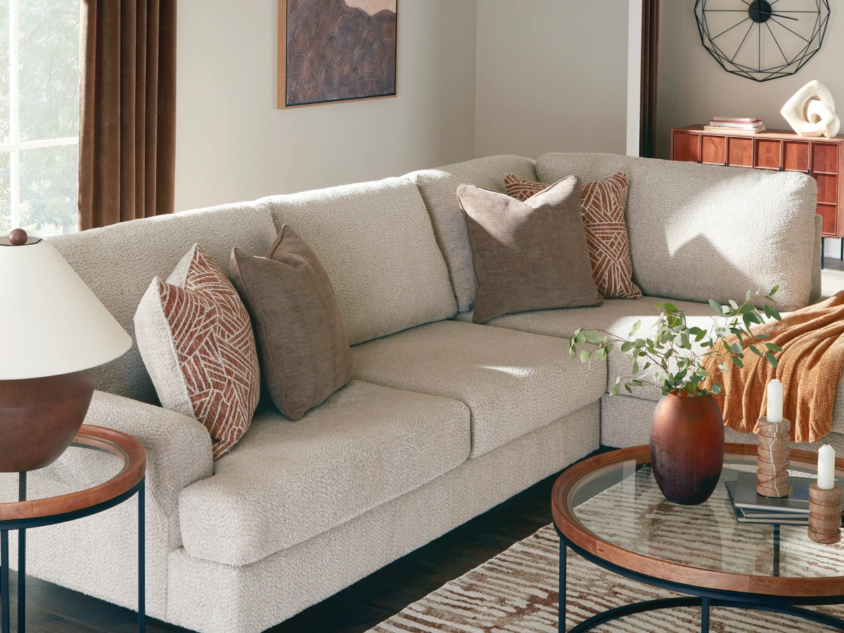 Modern 3-piece sectional sofa at PJs Furniture and Mattress in Centerton, AR, offering deep seating and a stylish look for any living room.