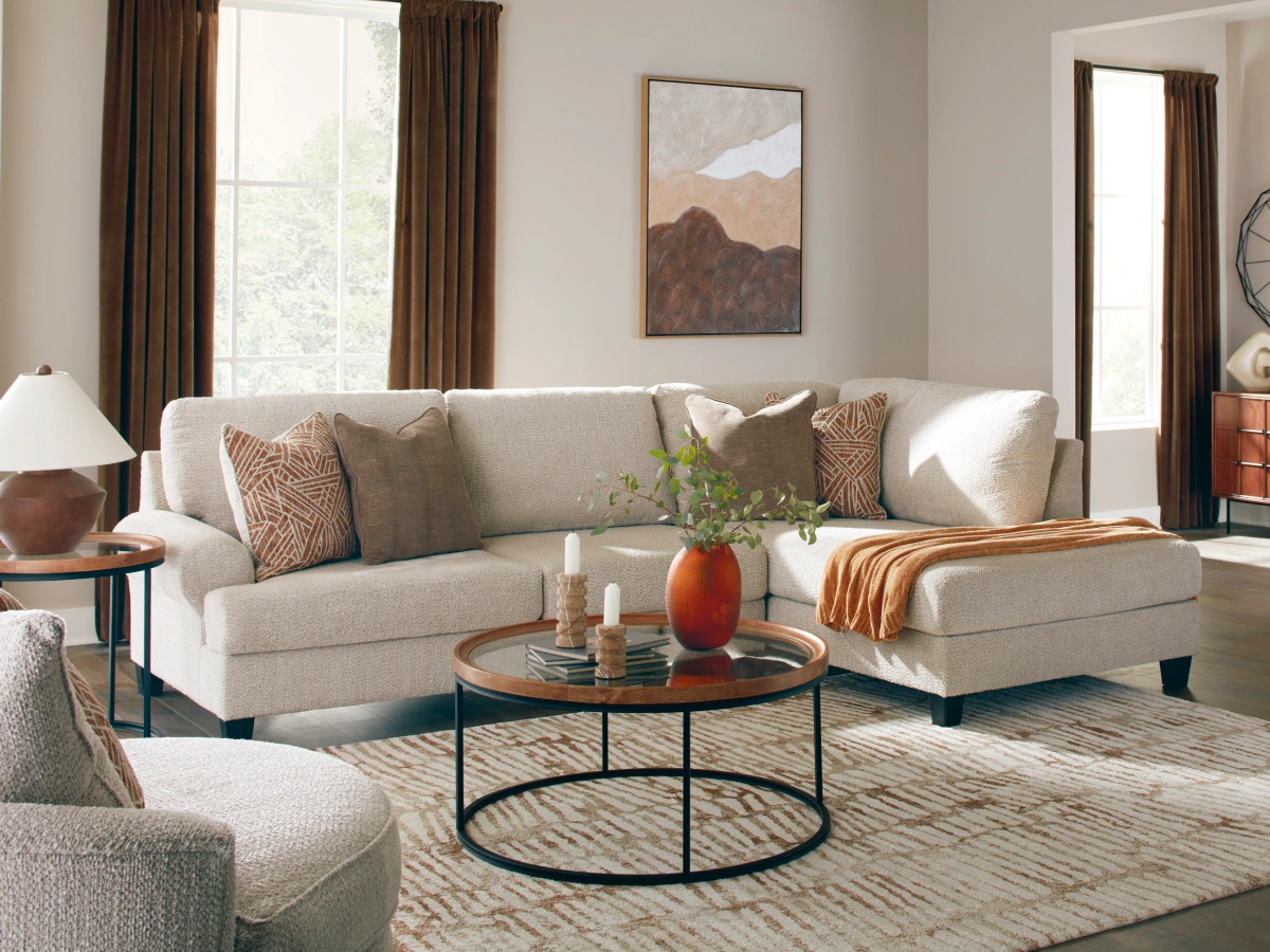 Modern 3-piece sectional sofa at PJs Furniture and Mattress in Centerton, AR, offering deep seating and a stylish look for any living room.